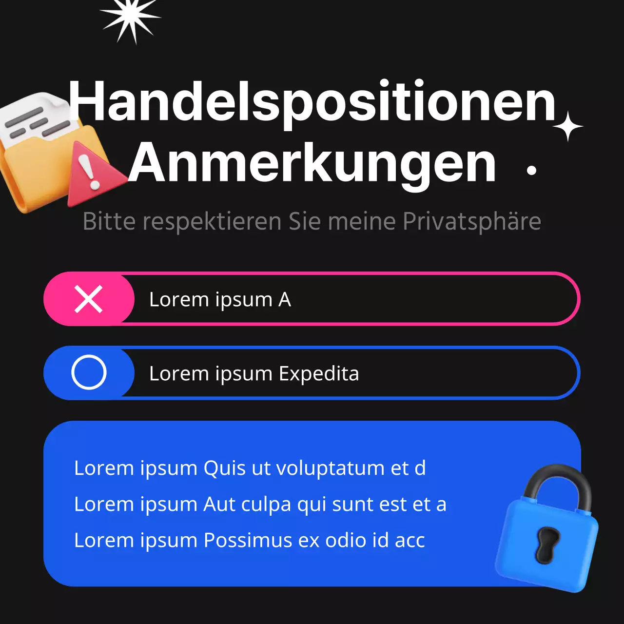Schwarze und fluoreszierende trendige Börsenankündigung