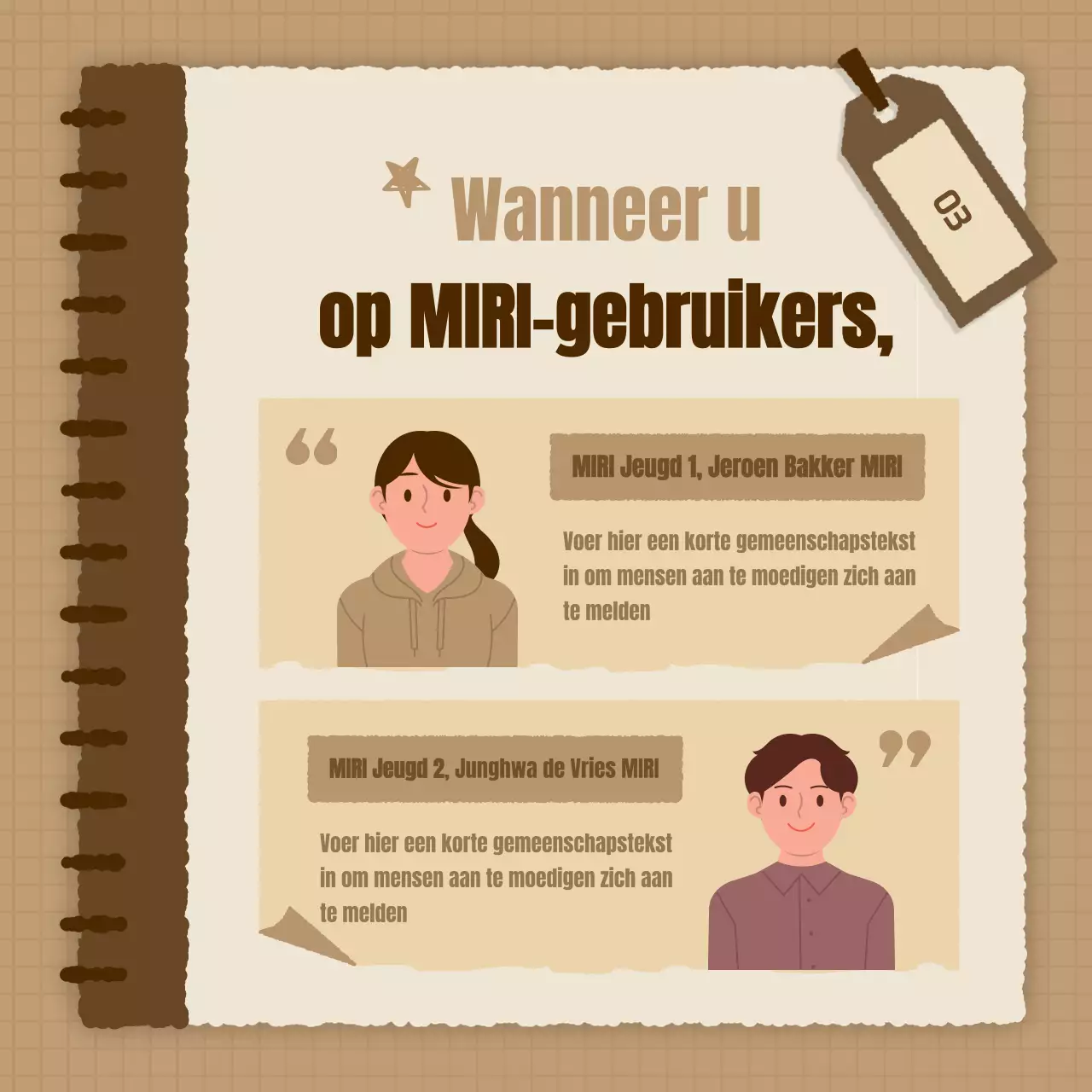 Een eenvoudige vacature op het platform voor loopbaanervaring in bruin en beige