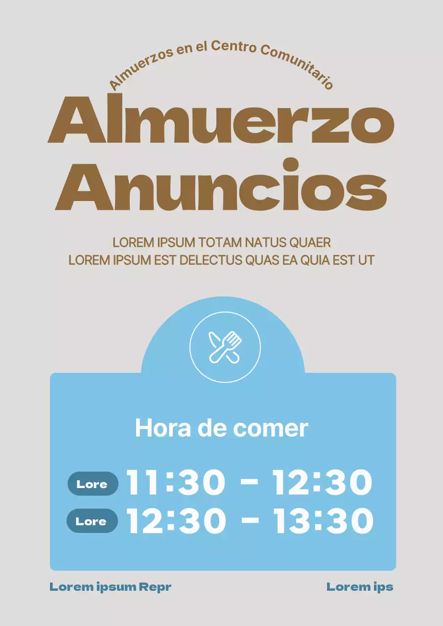 Una sencilla guía de almuerzo en marrón y azul claro