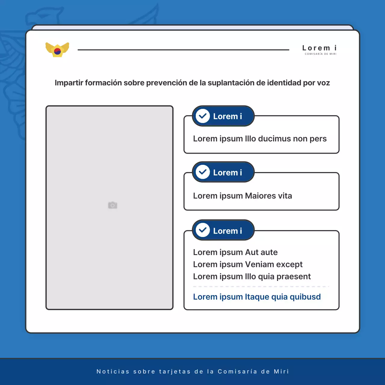 Anuncios por defecto del boletín de la comisaría de policía en azul y azul marino