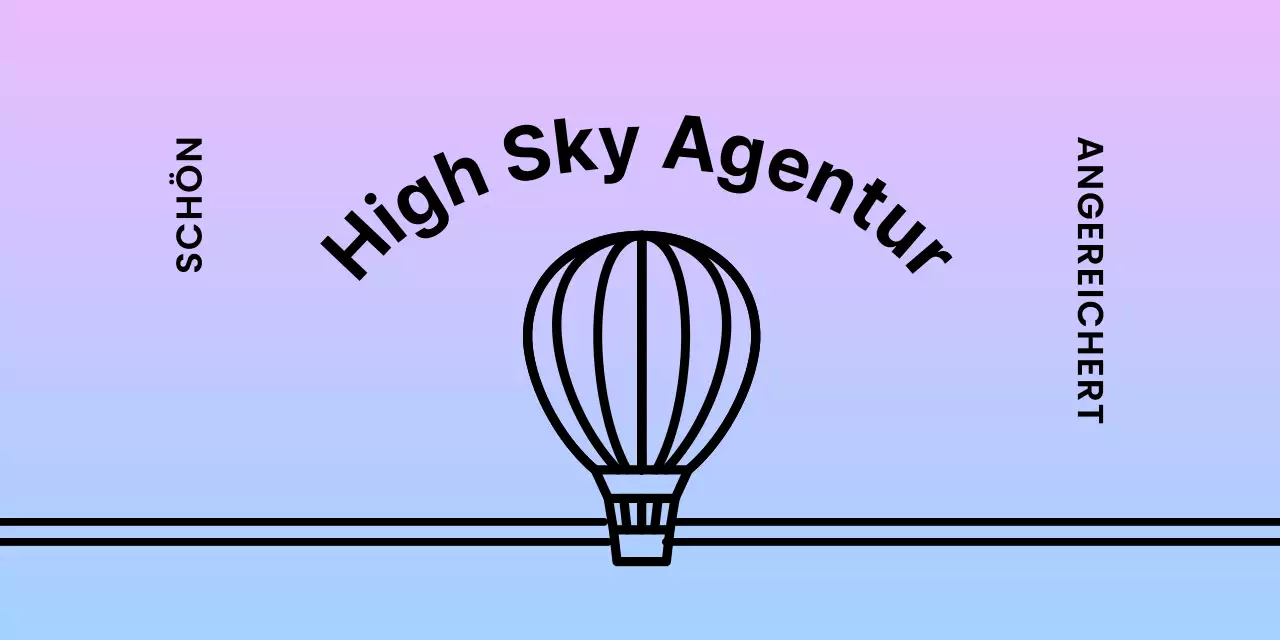 Design mit einem Heißluftballon auf einem Hintergrund mit Farbverlauf