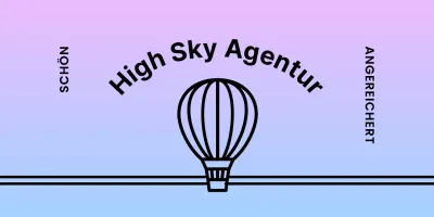 Design mit einem Heißluftballon auf einem Hintergrund mit Farbverlauf