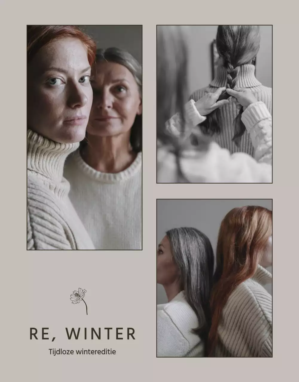 Moderne gebreide winterkleding in beige en bruin