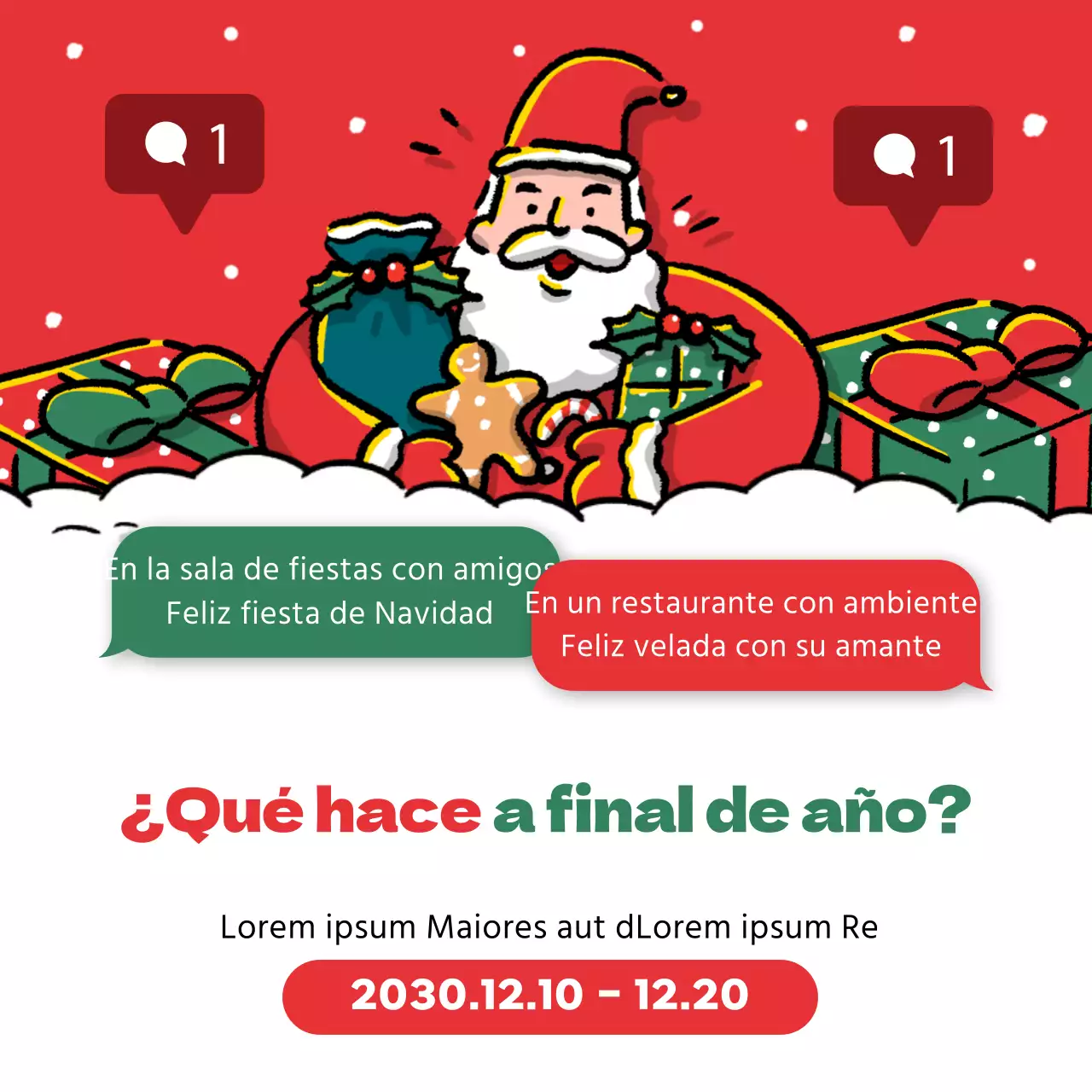 Promover una plantilla navideña roja y verde