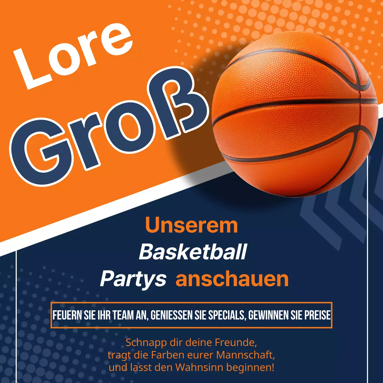 Orange und marineblaue geometrische Marschierwahn-Partyanzeige