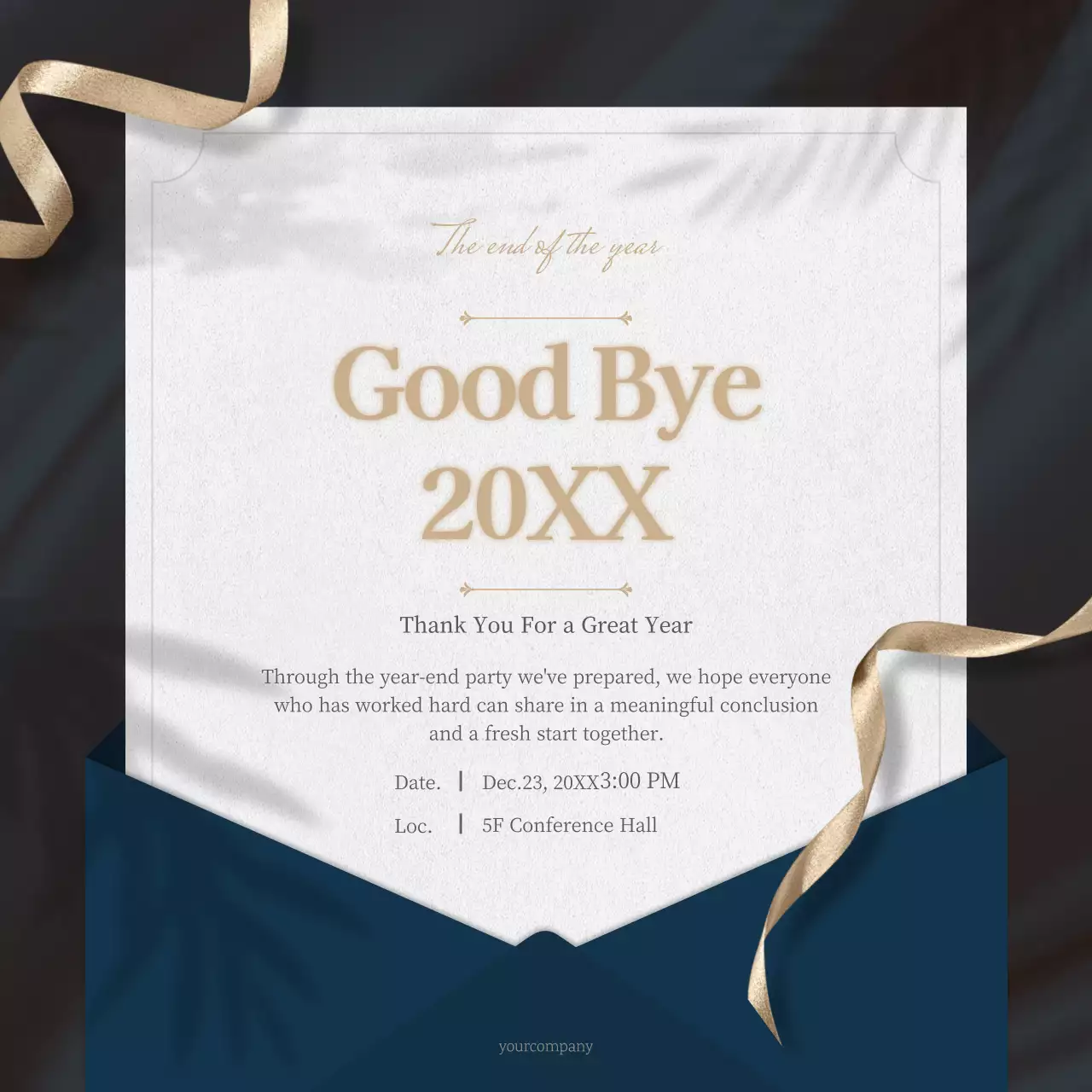 골드 엘레강트 파티 초대장 소셜 미디어 게시물