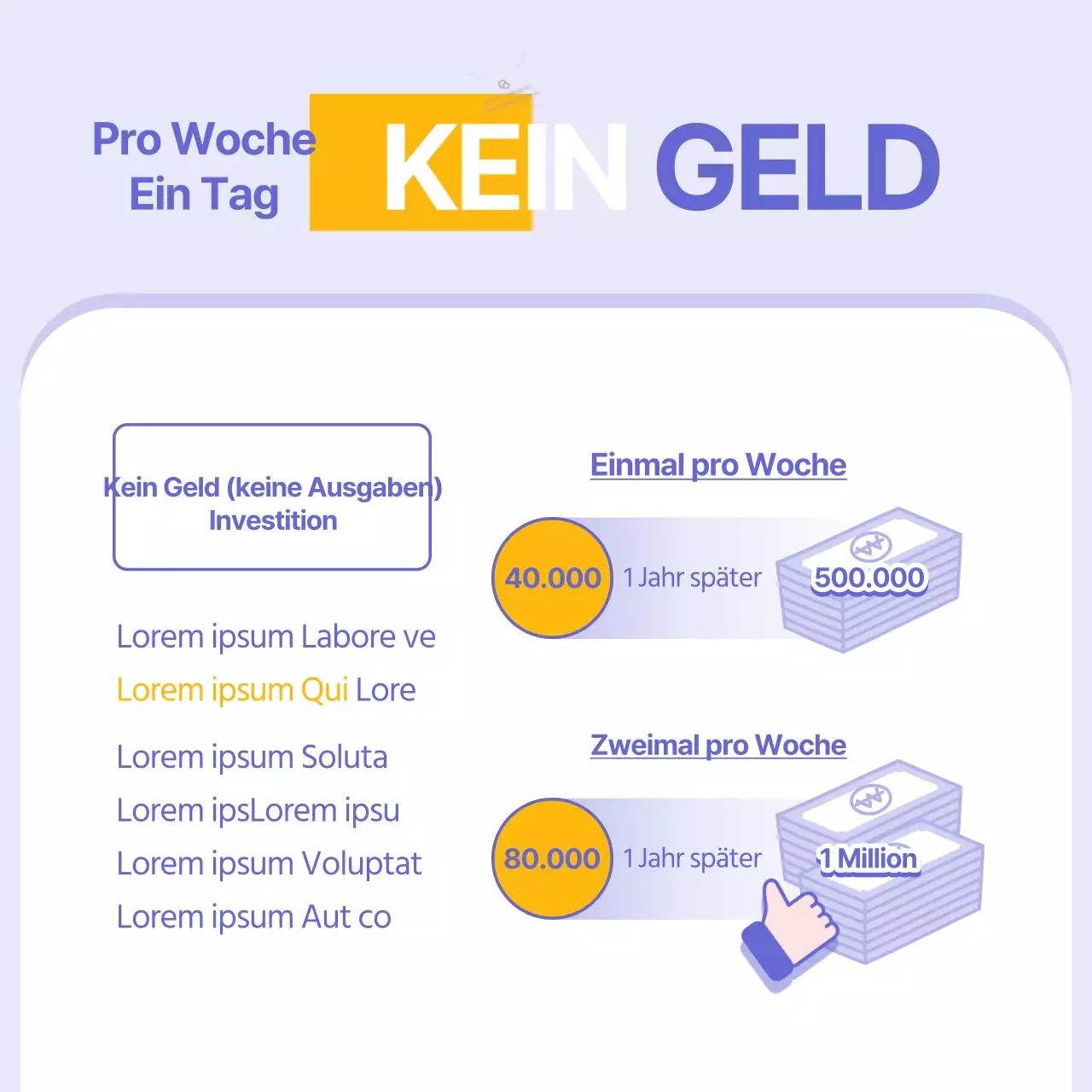 Einfache gelbe und violette Finanzinformationen ohne Geld
