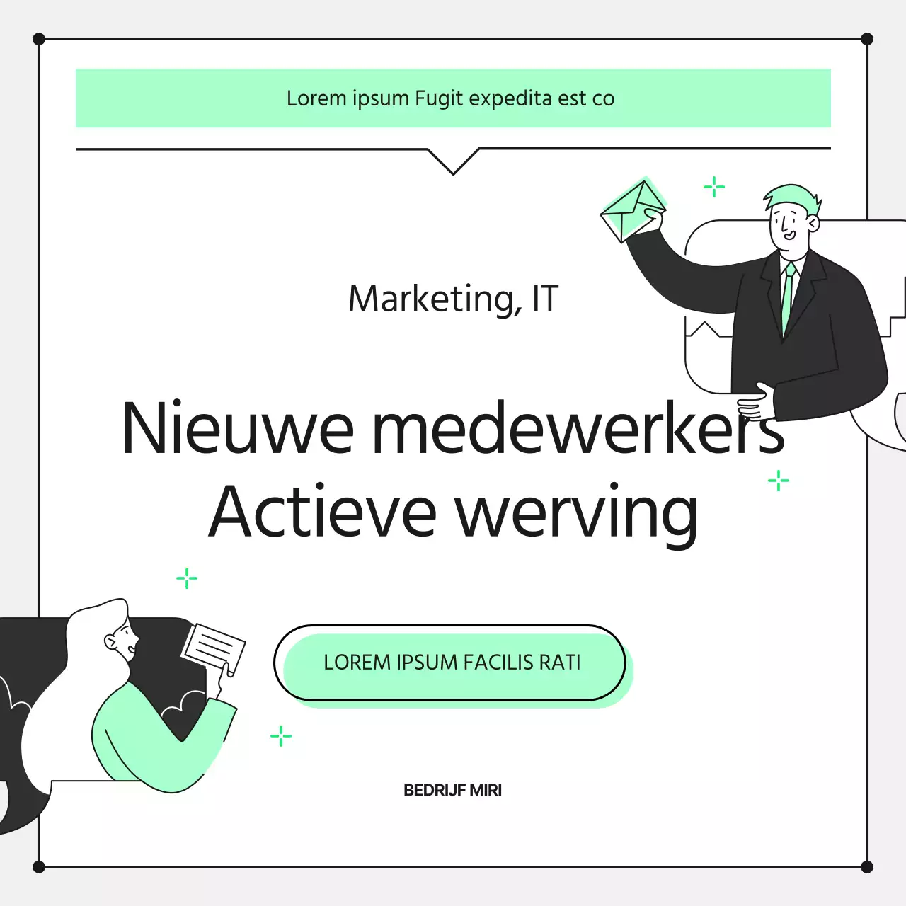 Minimalistisch promotioneel bedrijfsbriefhoofd in chartreuse en zwart