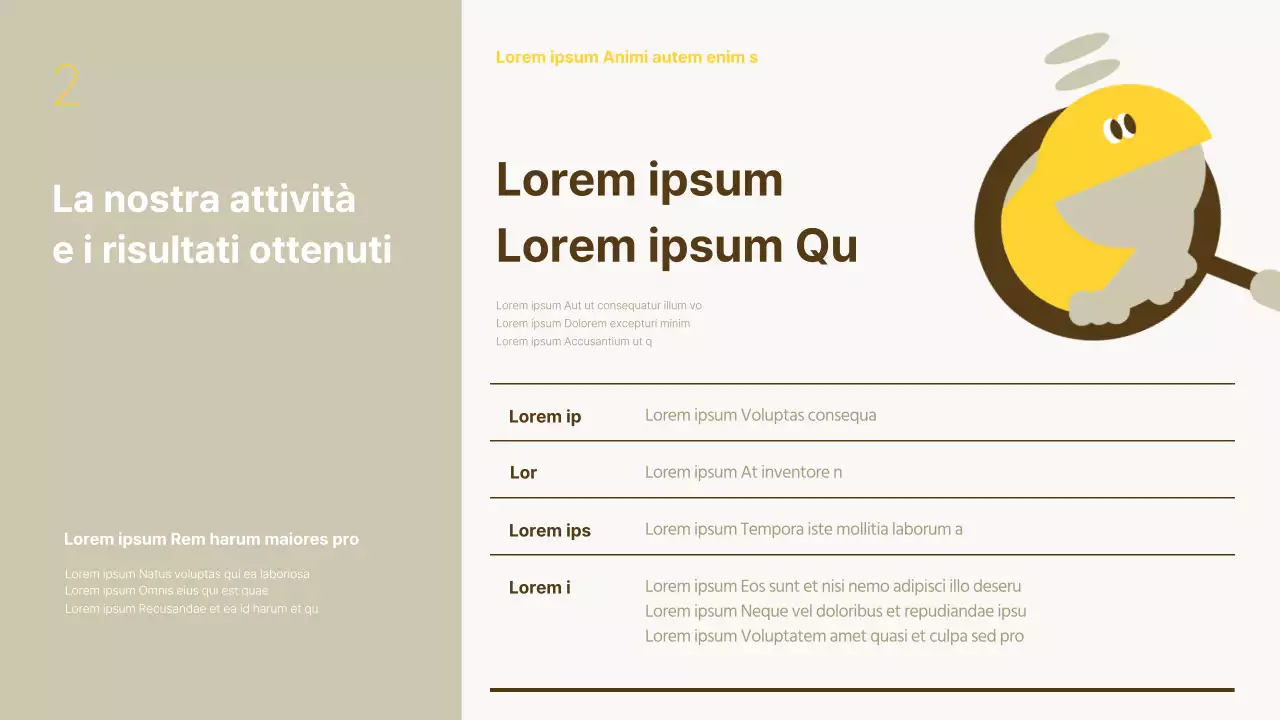 Una semplice relazione di fine anno in giallo e beige.