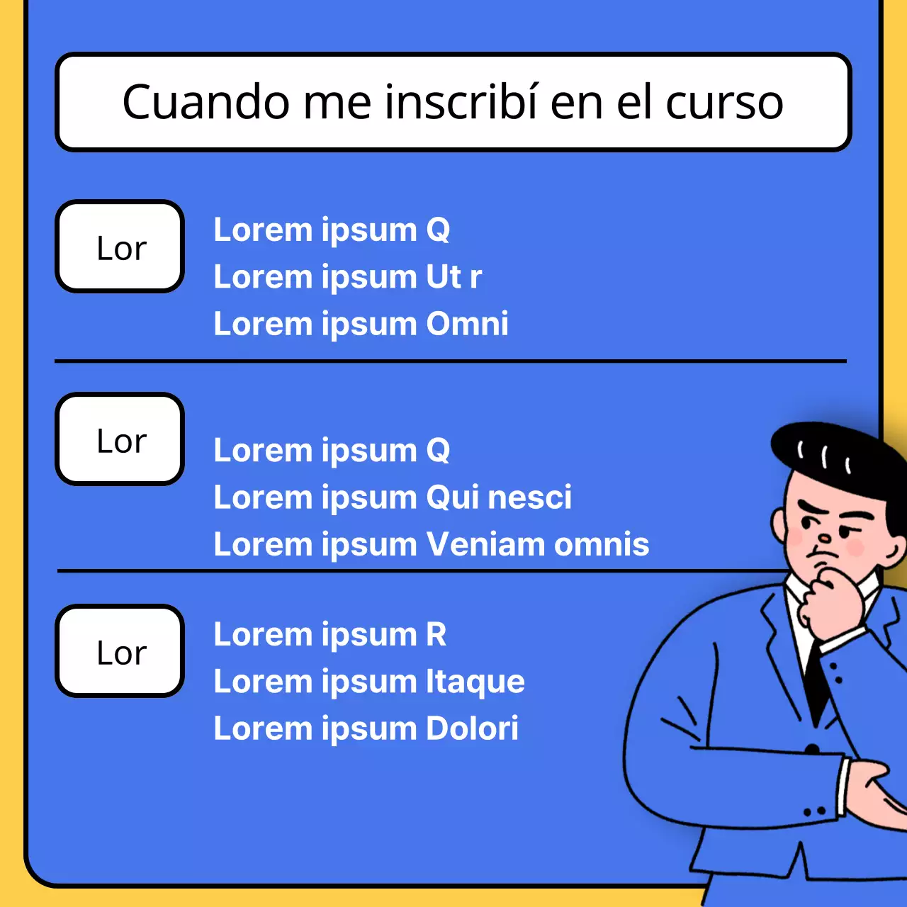 Promoción de una escuela de inglés kitsch en azul y amarillo