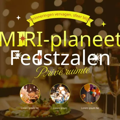 Promoot een trendy feestzaal in geel en bruin