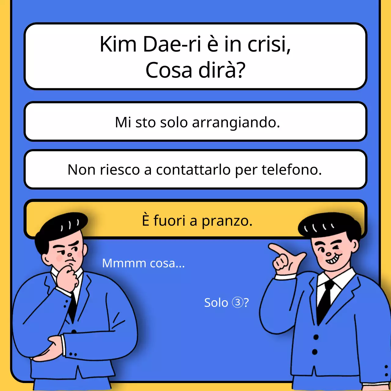 Promozione di una scuola di lingua inglese kitsch in blu e giallo