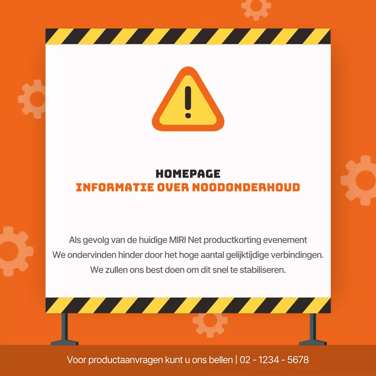 Oranje en gele startpagina voor noodonderhoud