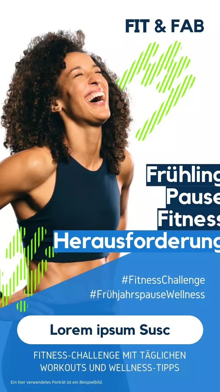 Blaue und neonfarbene moderne Spring Break Challenge-Anzeige