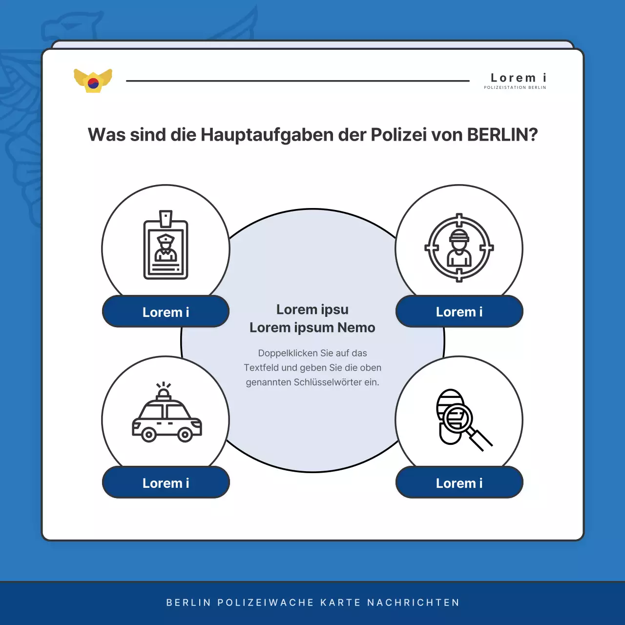 Standard-Newsletter der Polizeidienststelle in Blau und Marineblau
