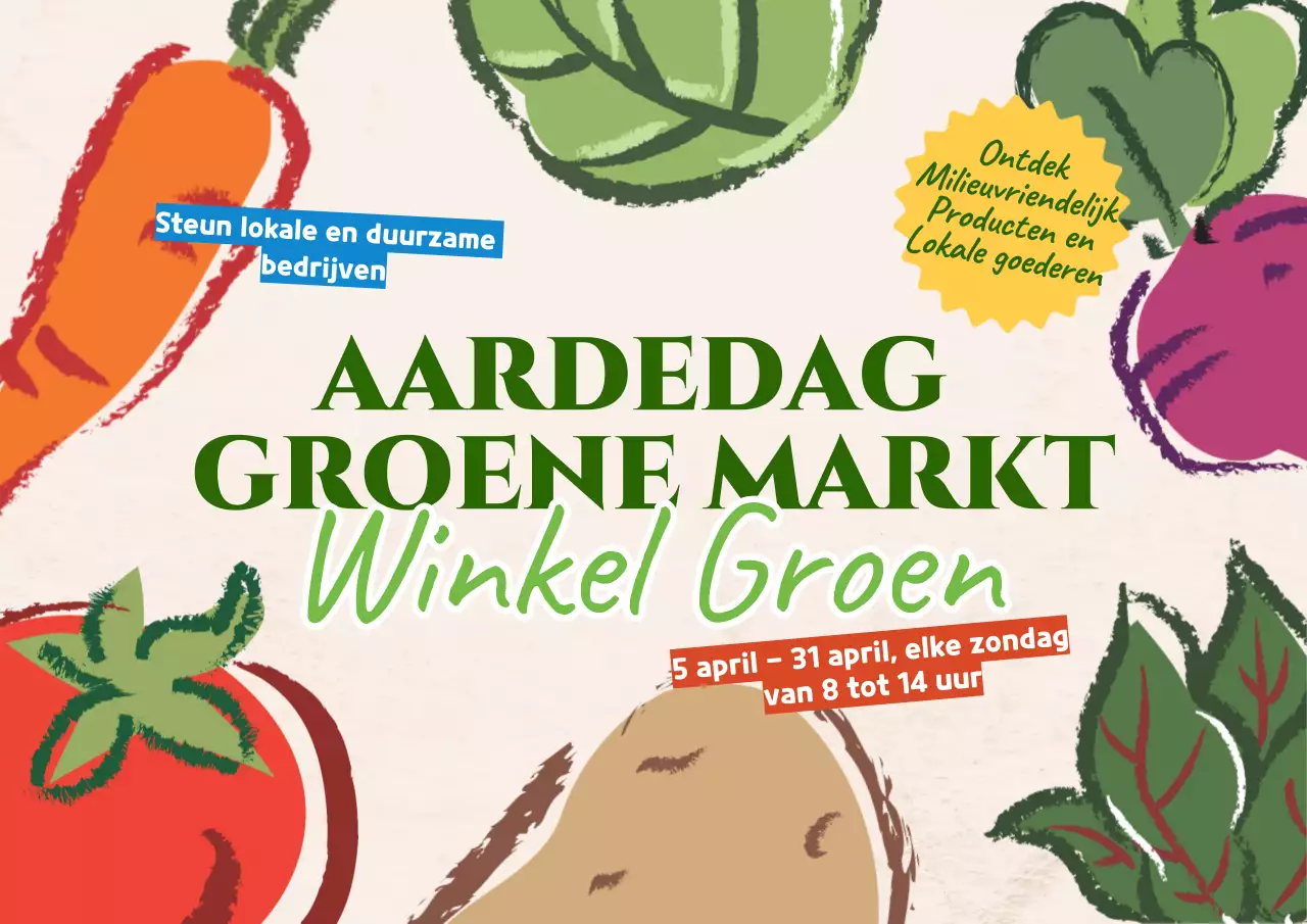 Wit en Groen Eenvoudig Groen Markt Advertentie