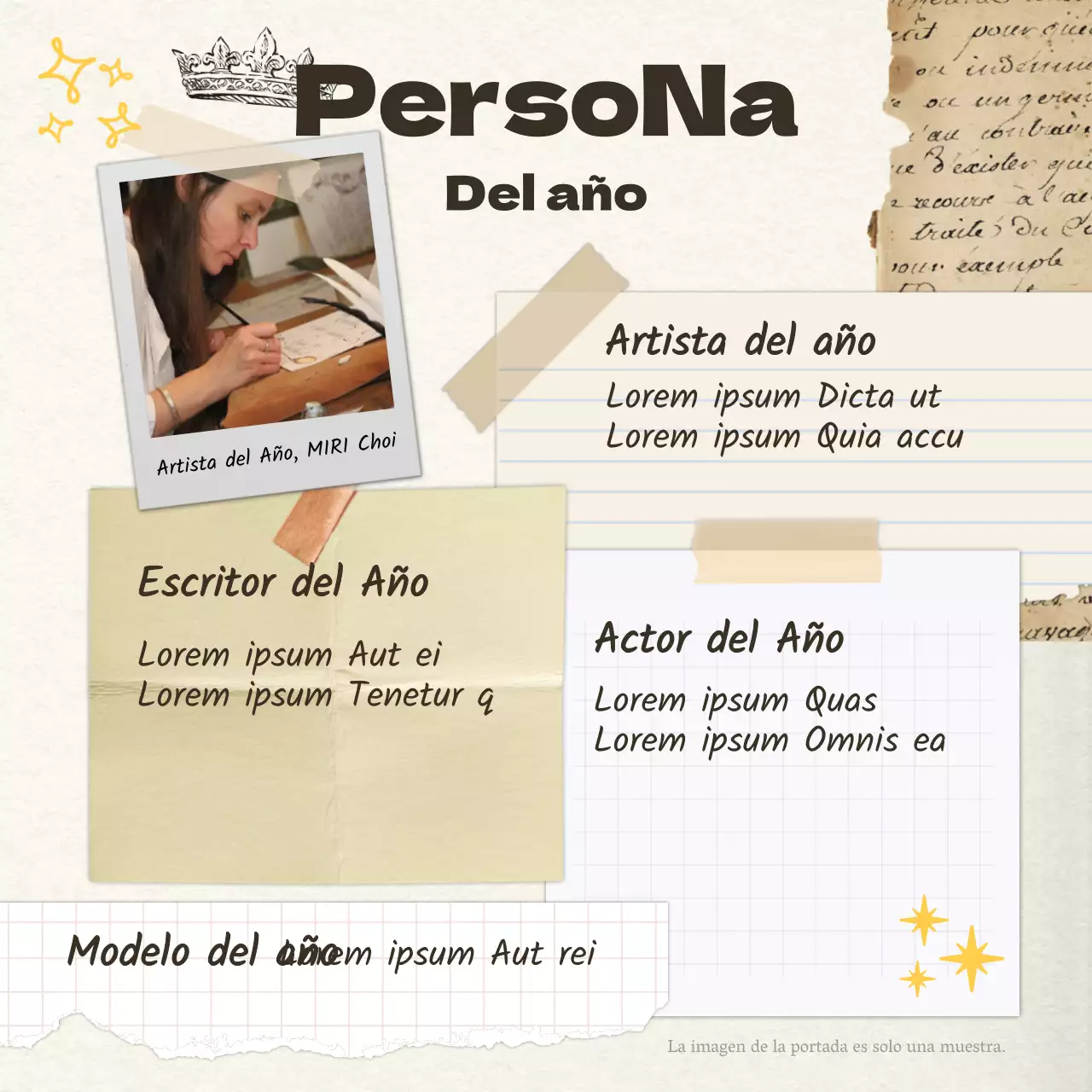 Postal de fin de año personal vintage en amarillo y marfil