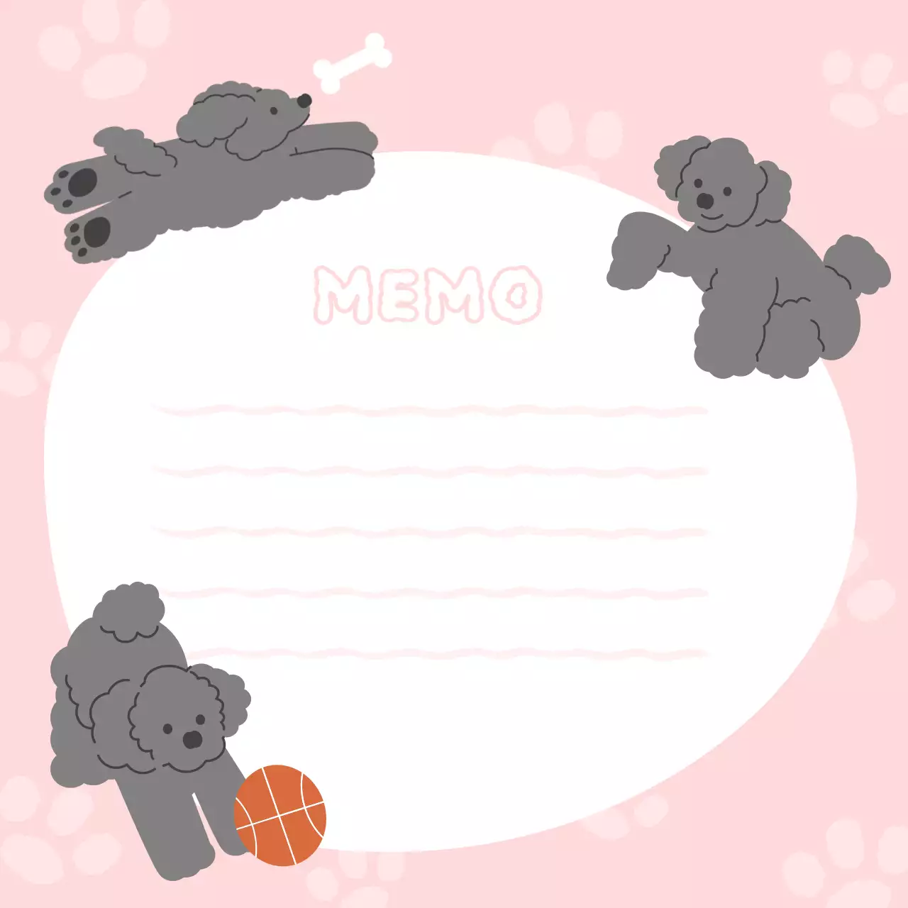 Pink Cute Dog Memo Social Media Post