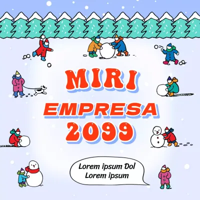 Simpática tarjeta de felicitación con ilustración invernal en azul claro