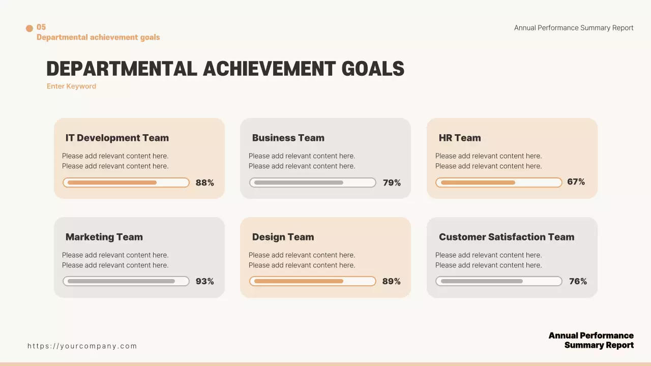 베이지 미니멀 퍼포먼스 리포트 프레젠테이션