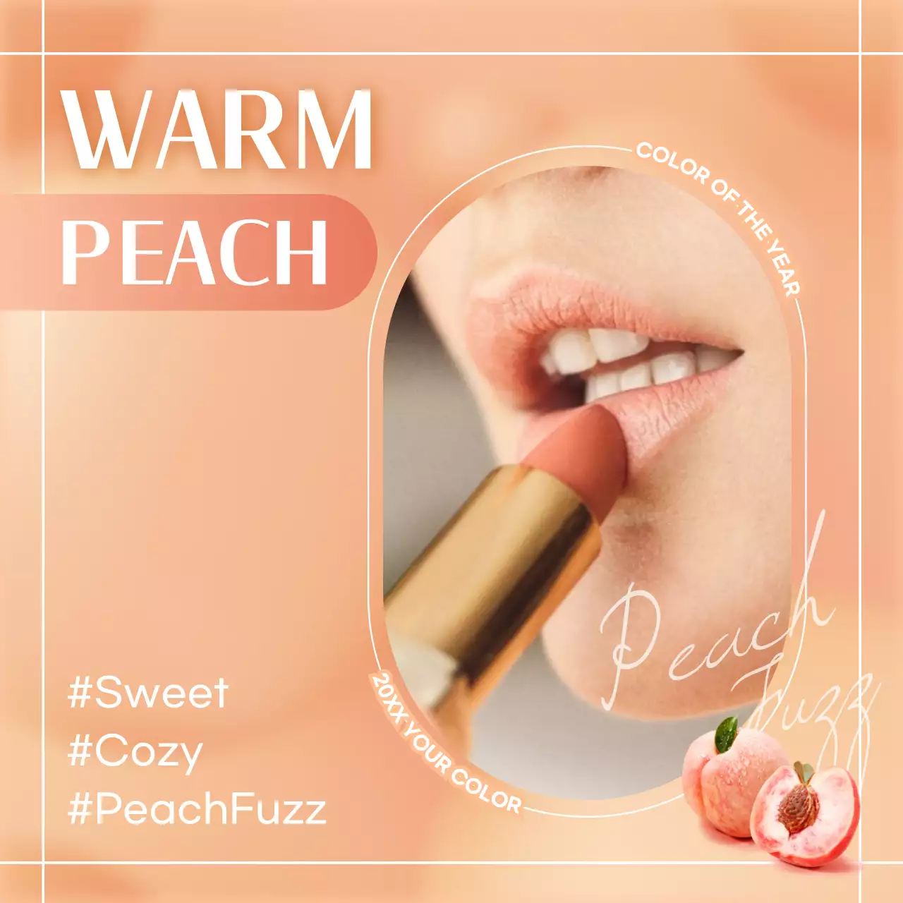 Peach Trendy Lipstick Promotion Social Media Post