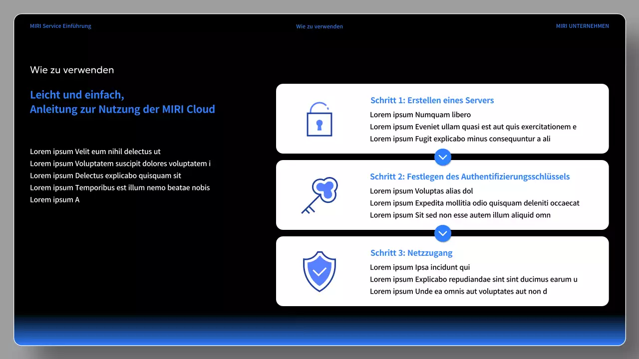 Eine einfache schwarz-blaue Dienstanweisung