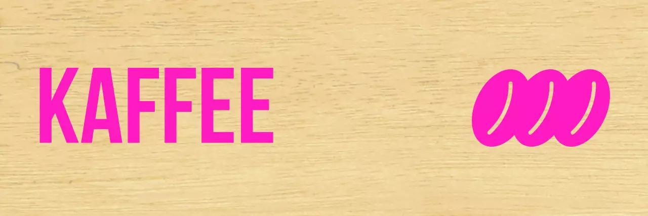 Café mit klarer schwarzer Schrift und rosa Akzenten