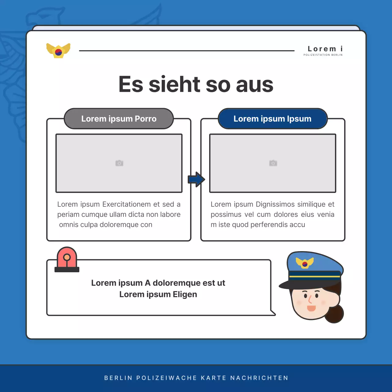 Standard-Newsletter der Polizeidienststelle in Blau und Marineblau