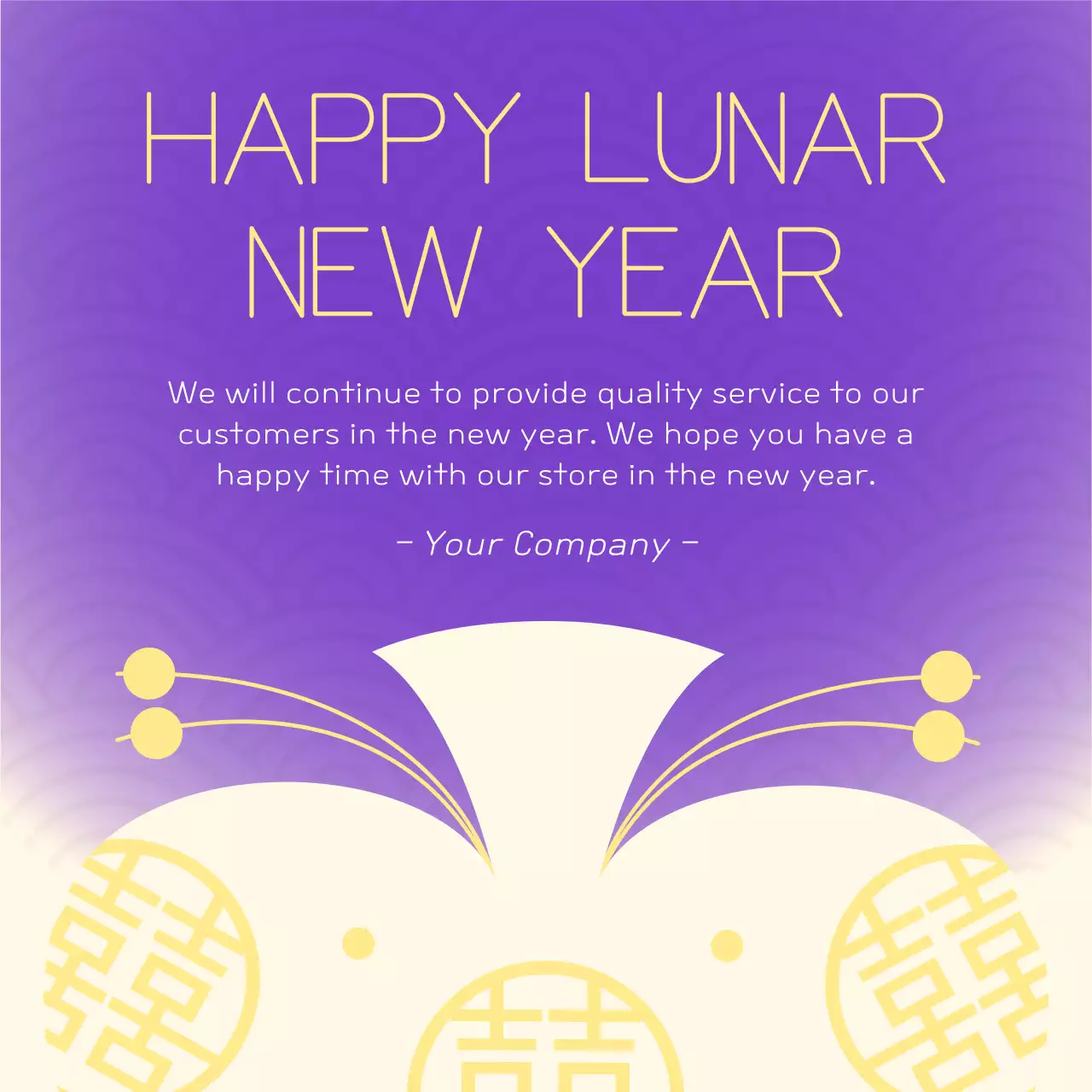 보라색 전통 새해 카드 소셜 미디어 게시물