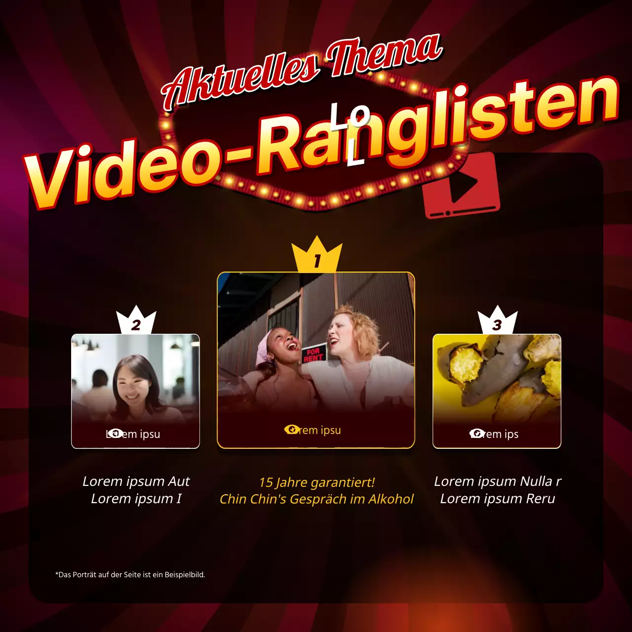 Ein roter und gelber Einführungspost im Retro-Stil