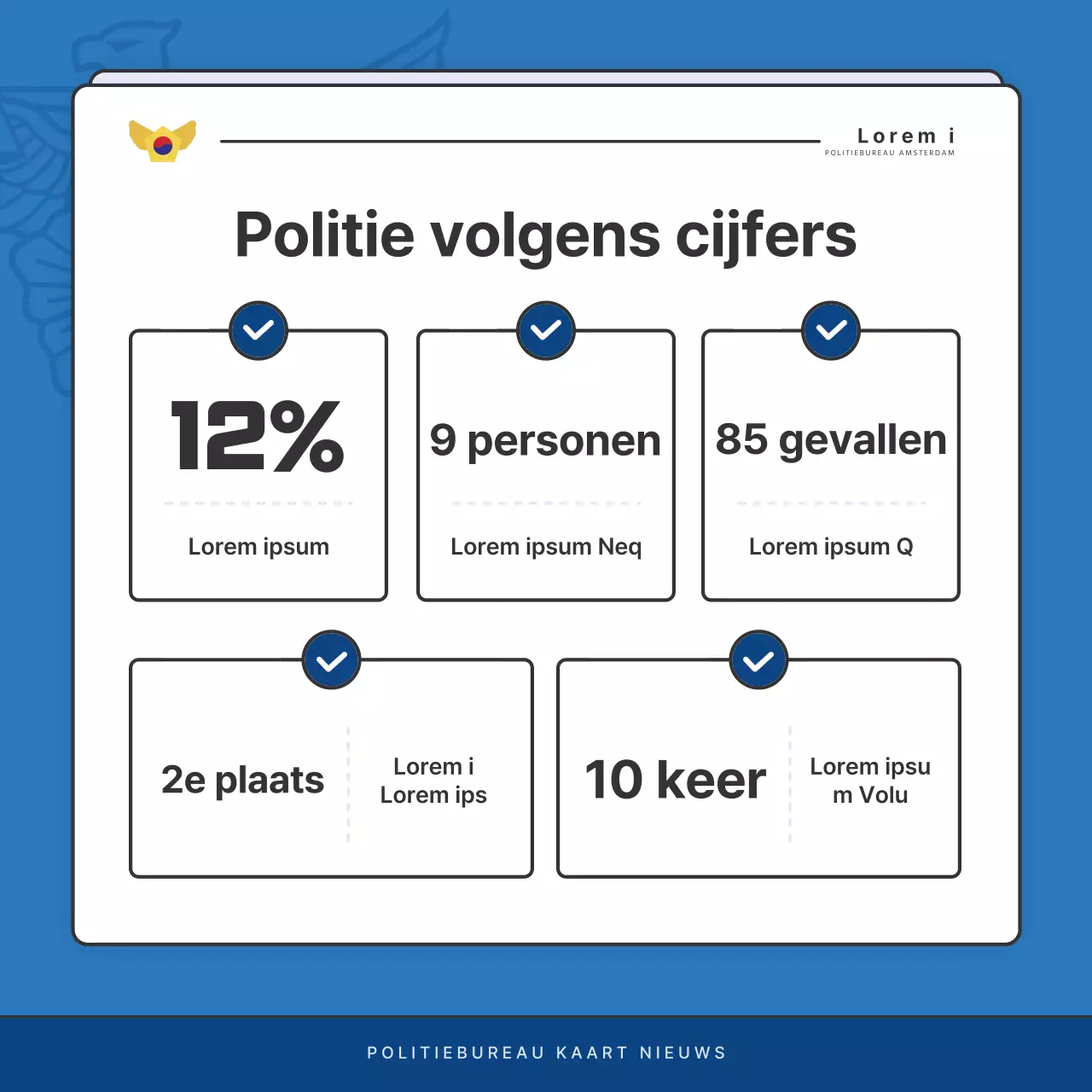 Standaard nieuwsbriefberichten politiebureau in blauw en marineblauw