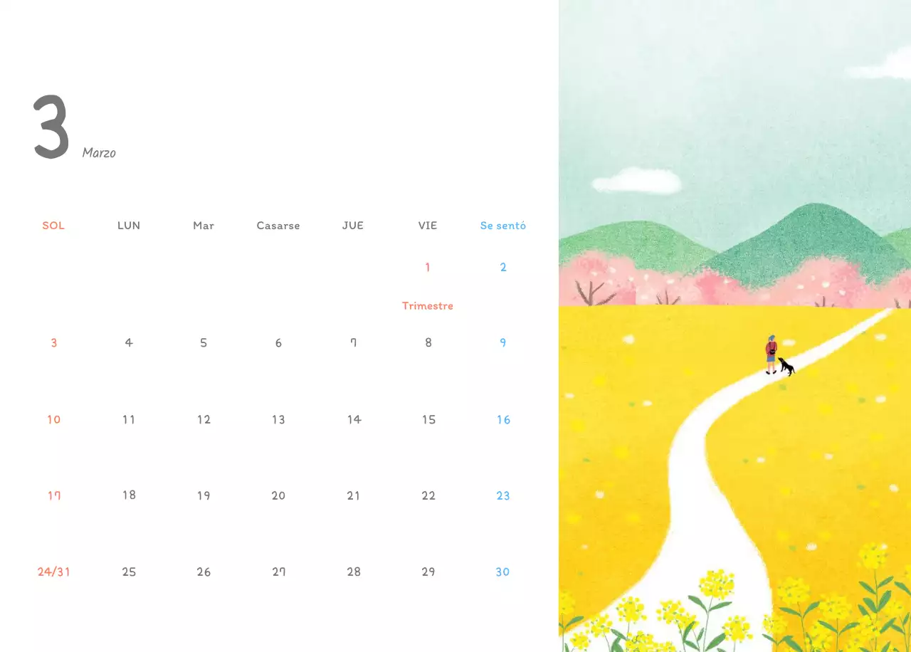 Simpáticos calendarios con adorables ilustraciones