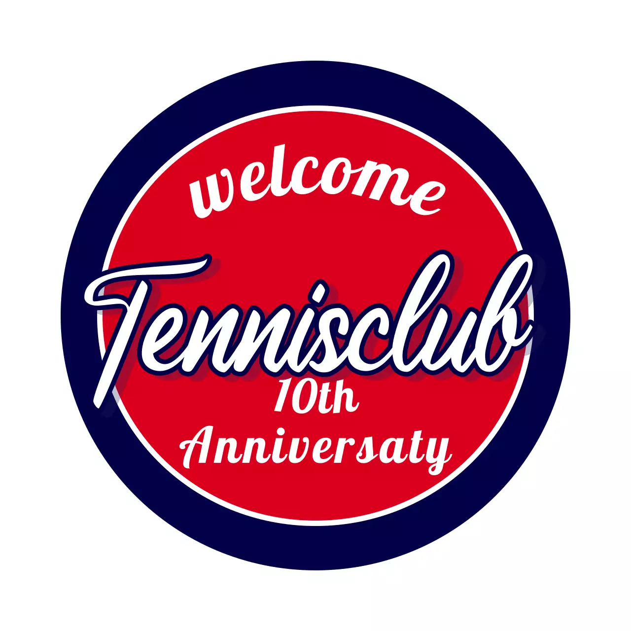 Simple and classic tennis club with cursive font