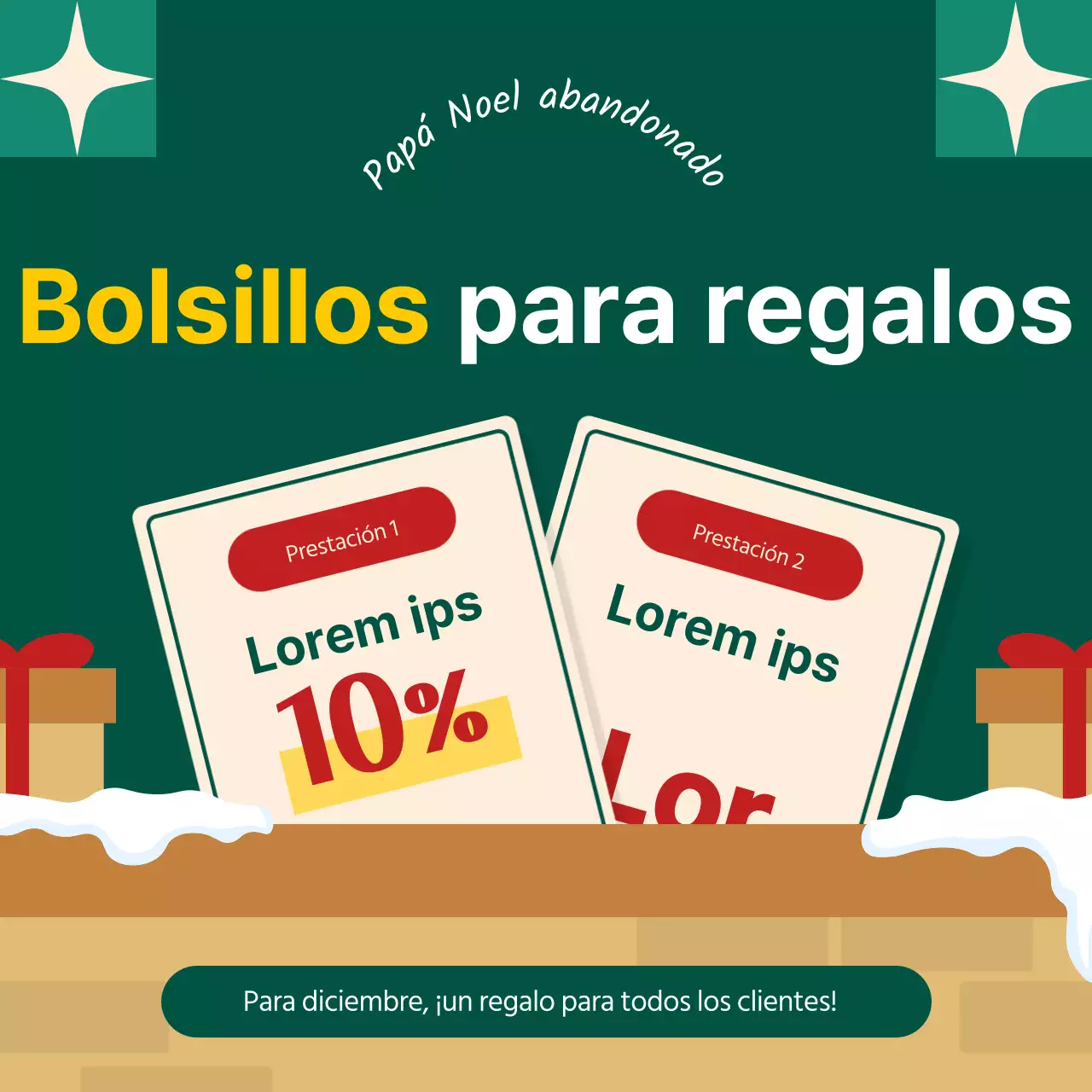 Anuncie un bonito paquete de plantillas navideñas en verde y rojo