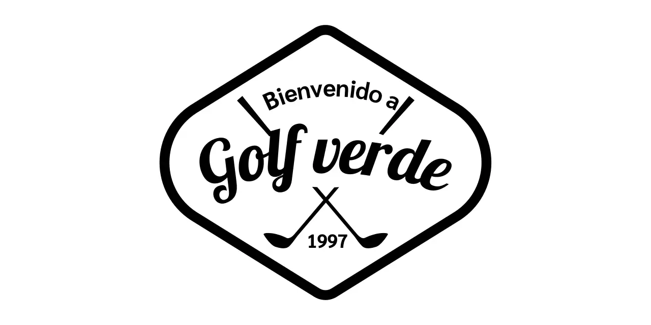 Concepto sencillo de palo de golf con logotipo de golf y letra manuscrita