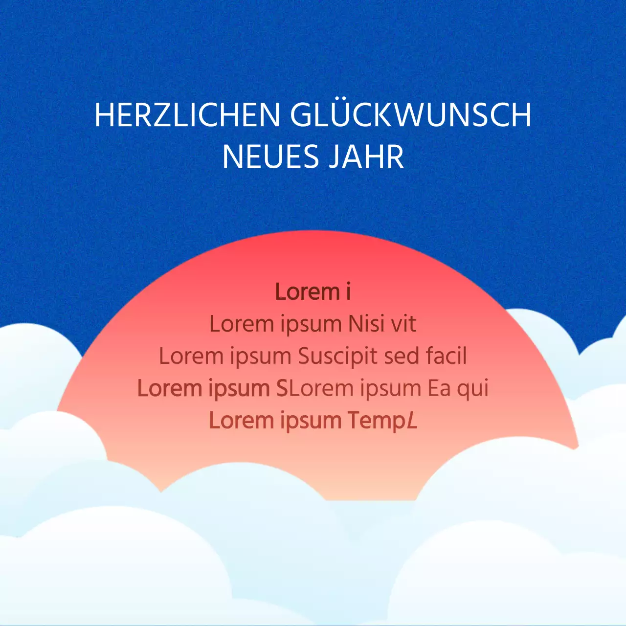 Eine einfache Neujahrsansprache in Blau und Rosa