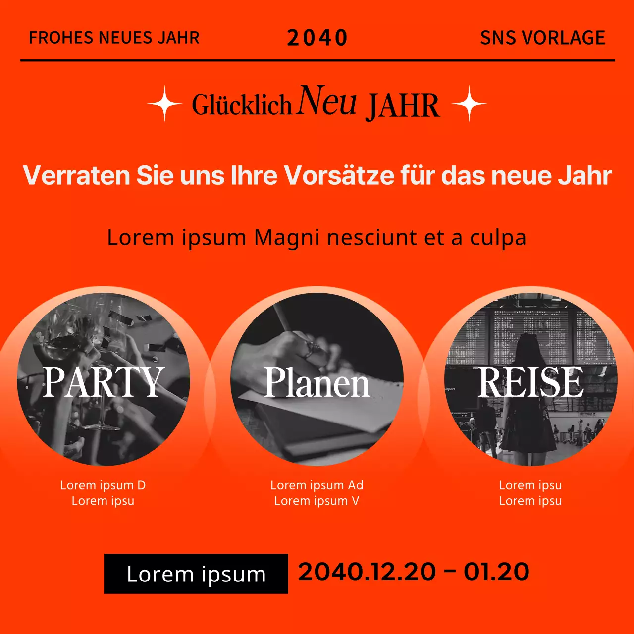 Werben Sie für eine Marketingvorlage für das neue Jahr in Orange und Minze