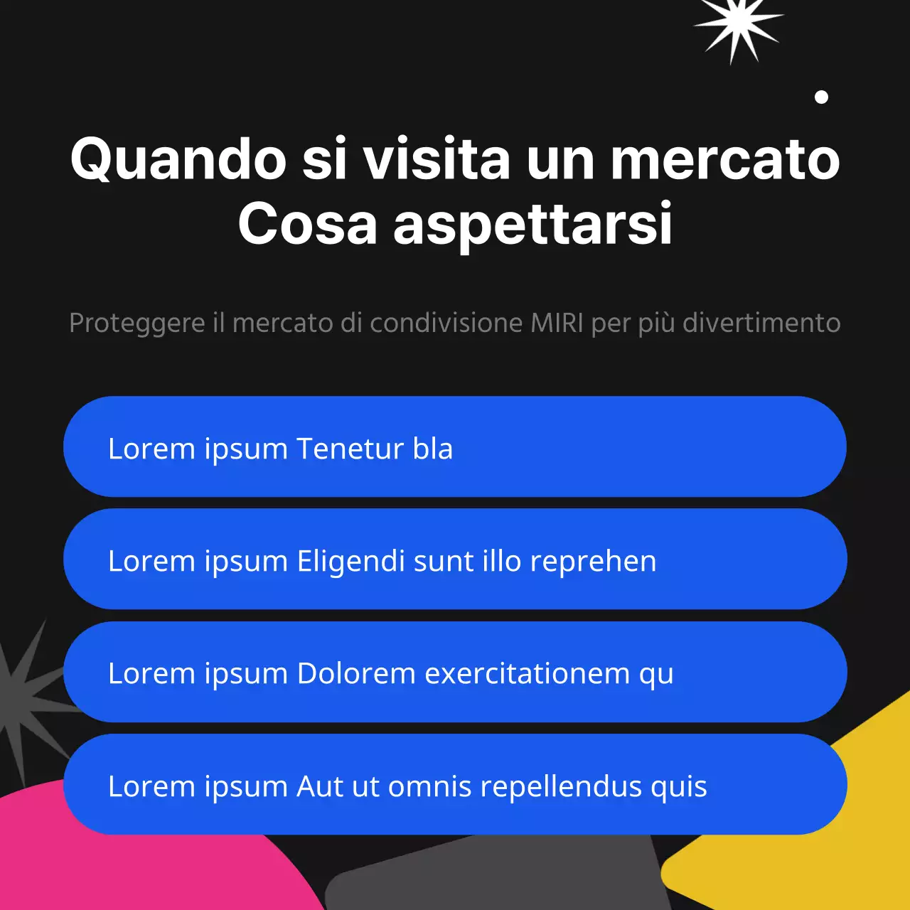 Annuncio di mercato di condivisione nero e fluorescente di tendenza