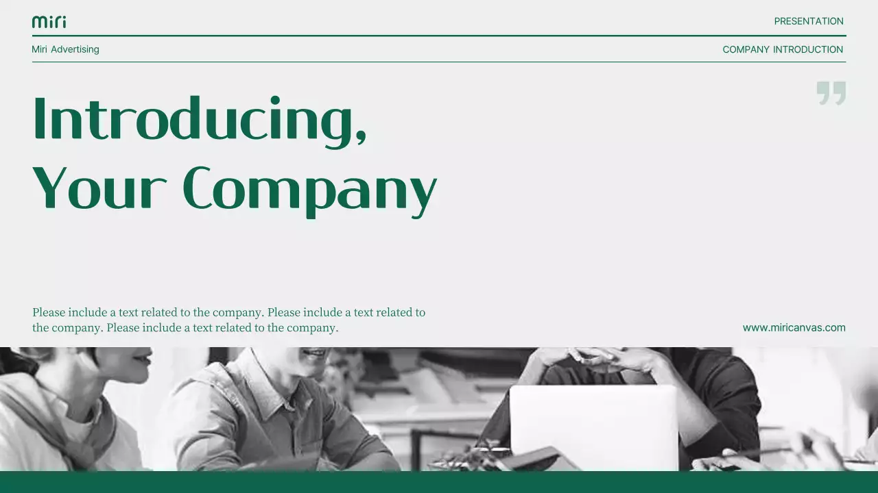 초록색과 회색의 모던한 스토리텔링형 기업 소개서