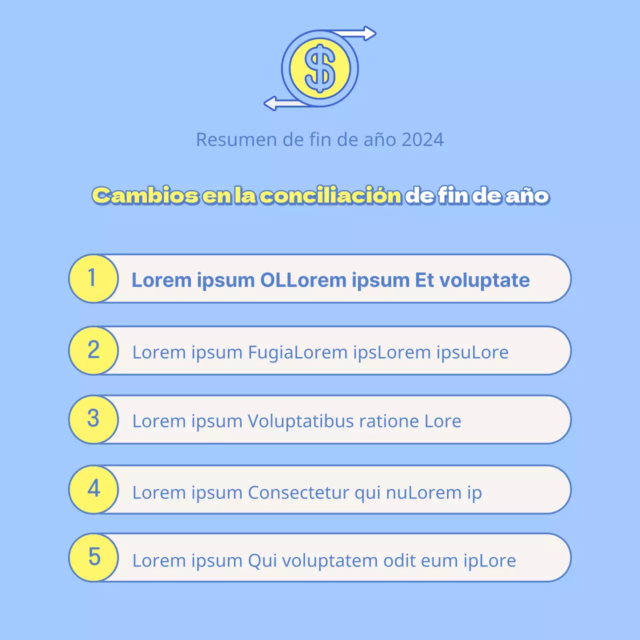 Una sencilla guía azul y amarilla de conceptos y terminología de fin de año