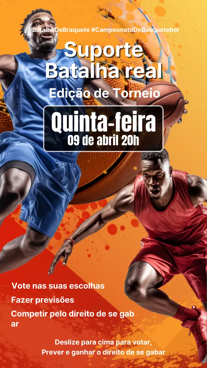 Anúncios kitsch vermelhos e laranja sobre a votação da March Madness