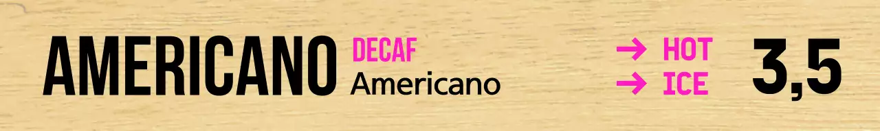 Kafe dengan huruf hitam bersih dan aksen merah muda