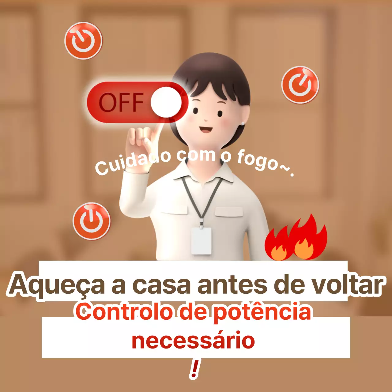 Um simples aviso de prevenção de incêndios em vermelho e castanho