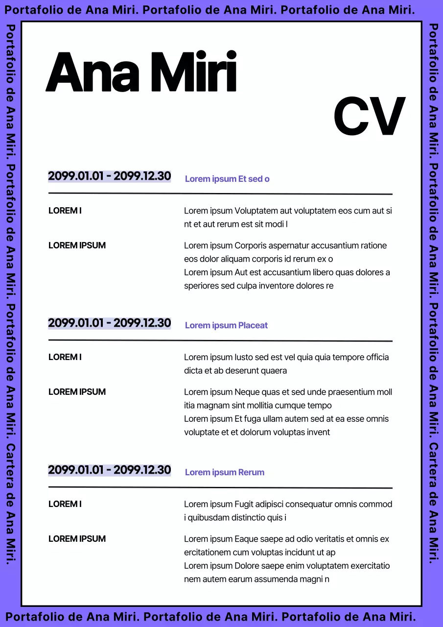 Kitschy lines in purple design bio portfolio