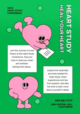 Green Simple Heart Conference Announcement Poster