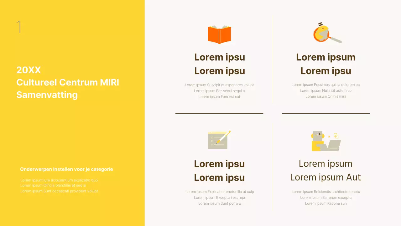 Een eenvoudig eindejaarsrapport in geel en beige