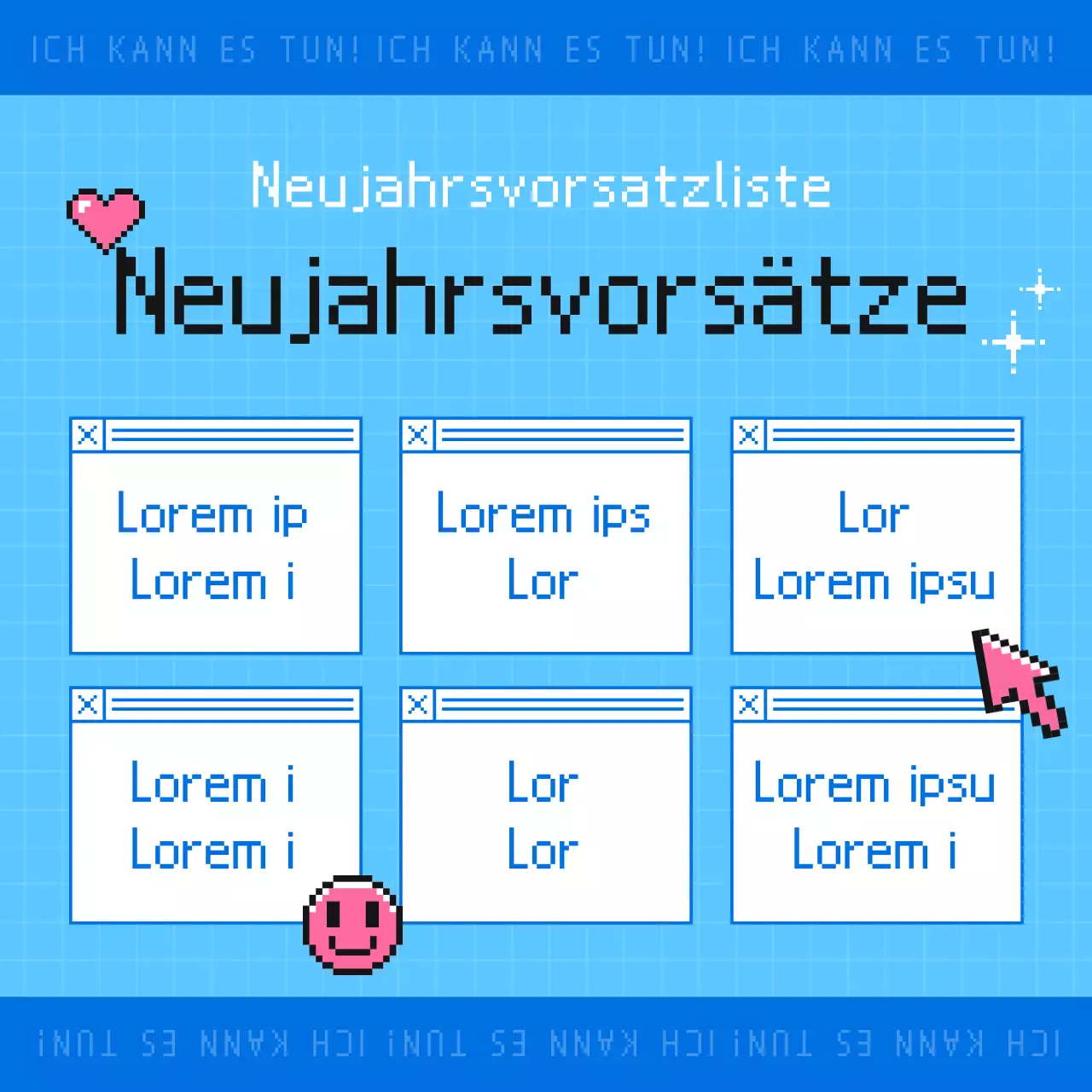 Eine kitschige Neujahrsliste in Blau und Hellblau