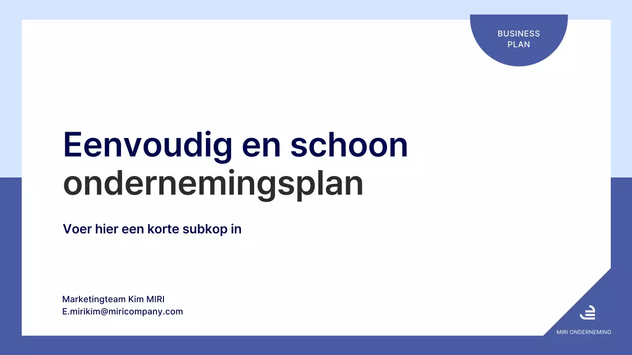 Een eenvoudig ondernemingsplan in blauw