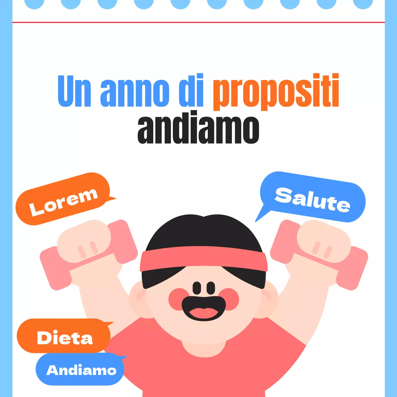 Una semplice pubblicità di una palestra bianca e blu