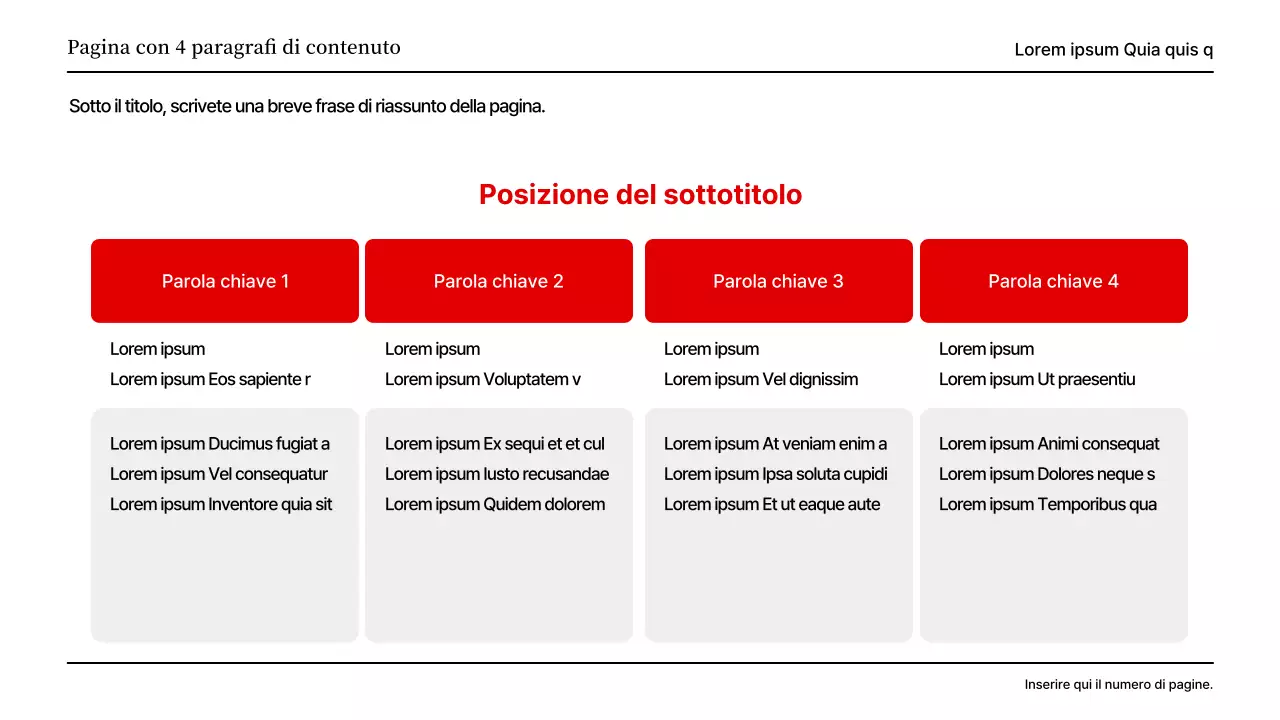 Una presentazione di base in rosso e grigio